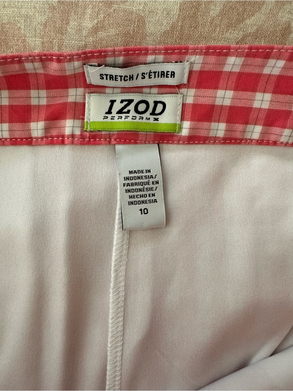 Izod Pink and White Gingham A-Line Skirt - Picture 4 of 4